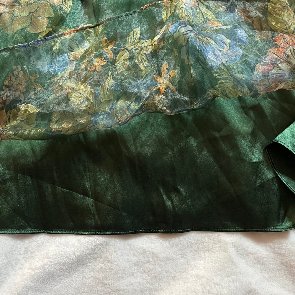 NEW Lulus Exclusive Glamour Green Floral Organza Tiered Maxi Dress Size 2X Boho - Picture 9 of 12